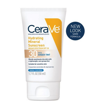 CeraVe Hydrating Mineral Sunscreen SPF 30 Face Sheer Tint