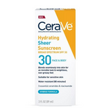 CeraVe Hydrating Sheer Sunscreen Broad Spectrum SPF 30 for Face & Body 89ml